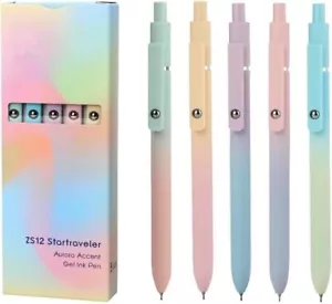5 pack Black Gel Pens Quick Dry Ink Pens 0.7mm Fine Point Retractable Roller ... - Picture 1 of 7