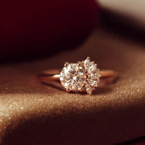 IGI Certified Lab Created 1.30 Ct Round Diamond Wedding Ring 18k White Gold - Picture 1 of 14