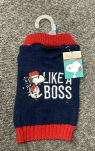 Peanuts for Pets Comics Snoopy Like a Boss Dog Sweater Clothes Small NWT New - Picture 1 of 3