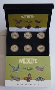 GUERNSEY 2023 WILDLIFE - HEATHLAND ANIMALS coloured coin COLLECTION set 10p ten - Picture 1 of 4