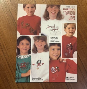 Holiday Fashion For Kids Waste Canvas Cross Stitch 1987 Finwall Goose Teddy - Picture 1 of 3
