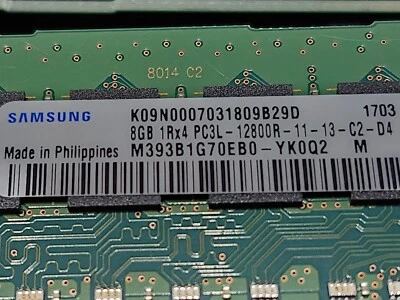 4X Samsung 8GB PC3L-12800R DDR3-1600 ECC Server Memory RAM M393B1G70EB0-YK0 - Image 1 of 3