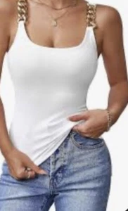 Marciano Guess Tank Gold Chain Straps Lavender Sz S Trendy Metallic Soft girl - Picture 1 of 14