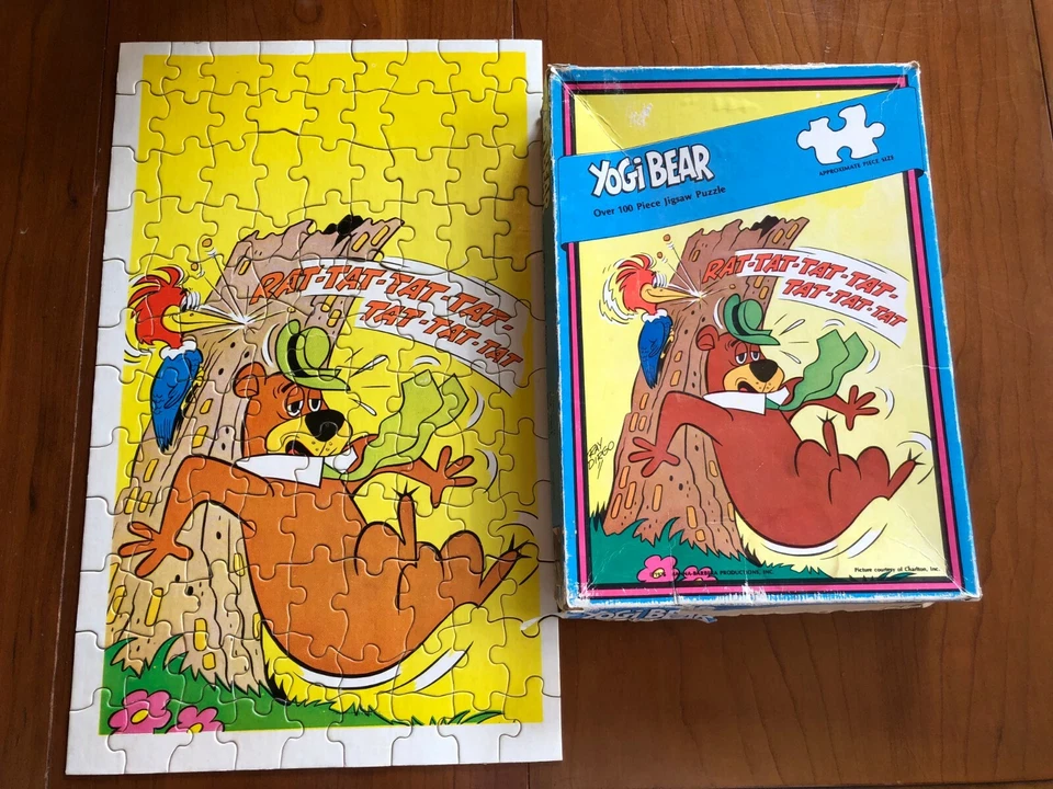 Yogi Bear vintage Jigsaw Puzzle 1976 woodpecker 100Pc in box cartoon - Image 1 of 4