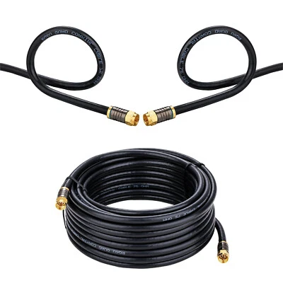 RG6 Quad Shield Coaxial Cable Extension TV Antenna Satellite Cord 3ft-100ft Lot - Image 1 of 4