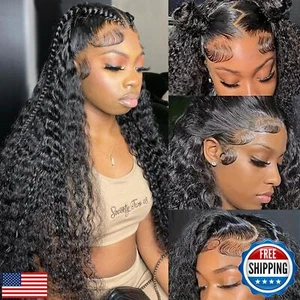 26 Inch Water Wave Lace Front Wigs Human Hair Pre Plucked Wet And Wavy 13x4 H - Picture 1 of 5