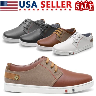 Men's Fashion Sneakers Casual Shoes Soft PU Lightweight Shoes US Size8-13 - Image 1 of 4