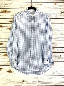 Camisa de vestir Robert Graham para hombre 41 16 Oxford azul blanco a cuadros manga larga - Imagen 1 de 13