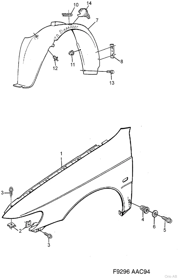GENUINE Saab 900 9-3 1994-2003 front splash shield LH (old Stock) 4959417 - Image 1 of 1