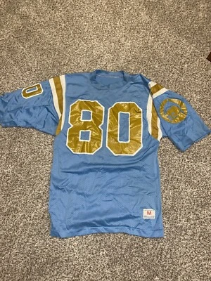 Camiseta de fútbol vintage Champion azul dorado hecha en Estados Unidos años 60 para hombre M Foto 1 de 4