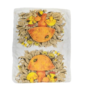 Merry Mushroom & Flowers Kitchen Towel Bag Orange Yellow Vintage - Picture 1 of 5