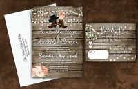 Rustic Country Fall Wedding Invitations Bridal Shower Cards Personalized Qty 25