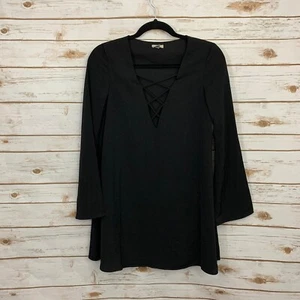 Vestido túnica Ecote negro con tiras jaula manga campana frontal talla XS Urban Outfitters - Imagen 1 de 6