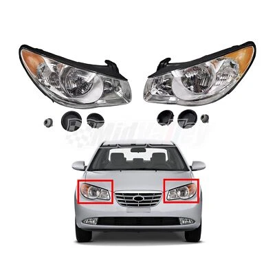 Set of 2 Front Left&Right Headlamps Fits 07-09 Hyundai Elantra 1592045 1592046 - Image 1 of 4
