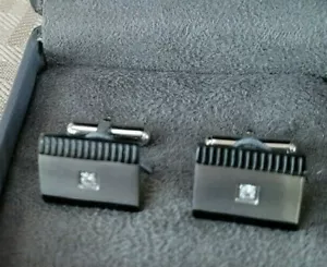 NEW~Chisel CZ Cufflinks Stainless Steel Polished Brushed SRC269 - Picture 1 of 10