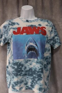 Jaws Youth Blue White Tie Dye Graphic Print T-Shirt Shark Size Large - Picture 1 of 3