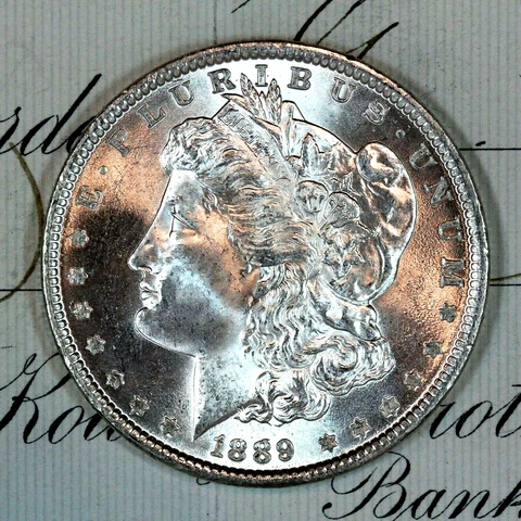 * 1889-P * CHOICE to GEM BU MS MORGAN SILVER DOLLAR * FROM ORIGINAL BANK BAG * Cover