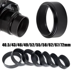 Black Screwed Lens Hood for Canon/Nikon 40.5/43/46/49/52/55/58/62/67/72mm - Picture 1 of 15