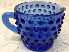 Blue Vaseline Uranium glass coffee creamer sugar Hobnail pattern Cobalt pitcher