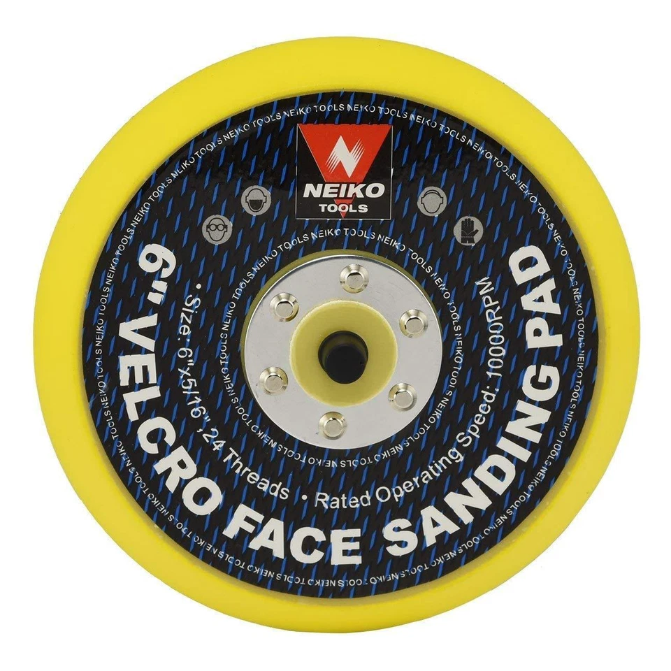 Neiko 30263A Sanding Pads 6-inch Hook and Loop Face for Random Orbital Sanders