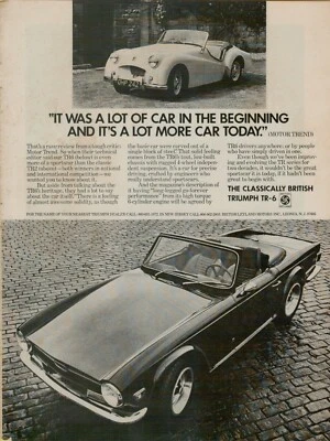 1972 Triumph TR-6 Classically British Car TR2 Heritage Photo VINTAGE PRINT AD - Image 1 of 2
