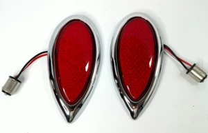 Pair 1938-39 Ford LED Tail Lights w/ Chrome Flush Mount Bezel (2) - Picture 1 of 5