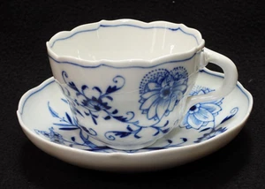 Juego de tazas y platillos de café de cebolla azul Meissen Dresden cruzados de colección - Imagen 1 de 12