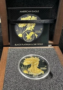 American Eagle 2023 plata EE. UU. - platino negro y oro de 24 k - 265/500 producido - Imagen 1 de 4