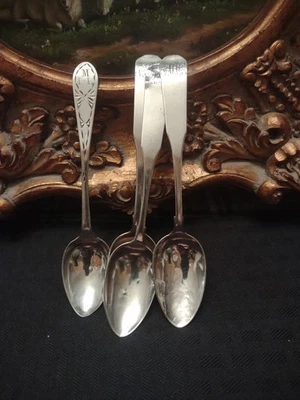 4 cucharas de plata de monedas americanas tempranas sin marcas de fabricantes  Foto 1 de 4