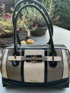 Tasche Handtasche Guess Lack beige braun schwarz - Bild 1 von 11