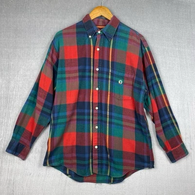 Camisa masculina de flanela cabeça de pato vintage grande vermelha tartan xadrez botão para baixo - Imagem 1 de 4