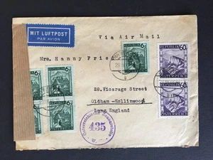 T AUSTRIA 1946 60g VIOLET x 2 ON MULTI FRANKED COVER CENSOR 435 TO OLDHAM GB - Picture 1 of 2