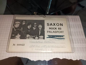 RARA TESSERA SERVIZIO D'ORDINE CON FOTO SAXON TORINO 1983 PALASPORT ROCK 83 - Picture 1 of 2