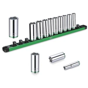 3/8" Drive Socket Set, Deep Metric Sockets, 13-Piece 10-22mm, SuperKrome Fini... - Picture 1 of 8