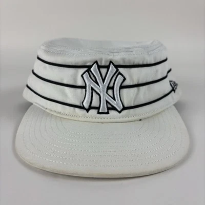 Vintage New York Yankees New Era Fitted Size 8 Pillbox Hat Y2K White Pin Striped - Image 1 of 4