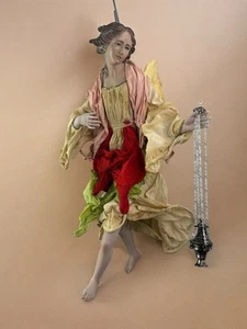 Angelo presepe Napoletano arte presepiale 50 Cm scultura legno argilla - Foto 1 di 9