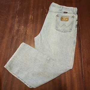 Pantalones de mezclilla para hombre Wrangler de colección años 90 hechos en EE. UU. CORTE VAQUERO 936ATW lavado claro 30x26 - Imagen 1 de 7