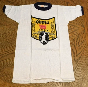New Sealed Vintage 1970's Coors Banquet Beer Ringer White T-Shirt Size M Medium - Bild 1 von 11
