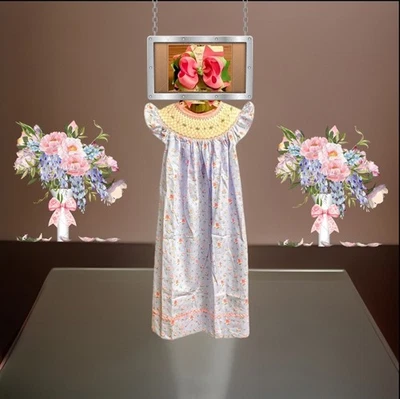 Niñas Nuevo con Etiquetas Botas y Lazos Vestido Calado Largo Cosido a Mano Flores Lazo Libre 6 Foto 1 de 4