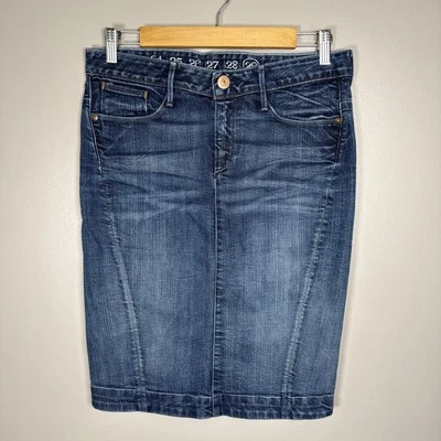 Saia elástica feminina Earnest costurada jeans Charlotte lápis tamanho 29 elástica - Imagem 1 de 4