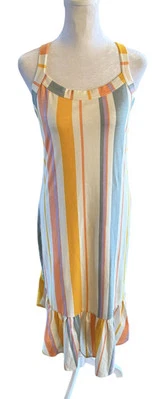 Vestido sin mangas a rayas ELLA MOSS Maxi Junior S elástico con volantes dobladillo cambio Foto 1 de 4