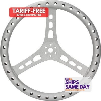 Quickcar 68-005, One Natural Aluminum 15In Steering Wheel L/W Aluminum Raw Perfo - Image 1 of 4