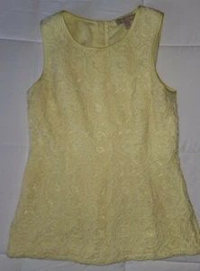 Women's yellow layered sleeveless tank top blouse lace crochet 6 banana Republic - Picture 1 of 8