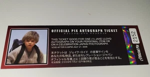 2007 STAR WARS CELEBRATION Japan JAKE LLOYD Official AUTOGRAPH PIX TICKET Anakin - Picture 1 of 3