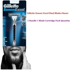 Gillette Sensor Excel Razor Twin Blades1 Handle + 1 Blade Cartridge Pack - Picture 1 of 3