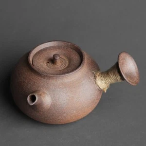 4.72" Japanese Handmade Pottery Side Handle Teapot Raw Ore Clay Material Retro - Picture 1 of 8