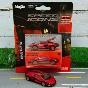 Modellino auto Maisto 1:64 Lamborghini Sian FKP37 metallo pressofuso nuovo con scatola (rosso) NUOVO- - Foto 1 di 6