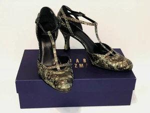 Stuart Weitzman Multicolore Verde Cinghie Pitone Tacchi a Gattino Spagna Tg 7,5 - Foto 1 di 8