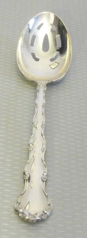 Reed Barton TARA STERLING SILVER SERVING SPOON pierced slotted tablespoon 88g Cover