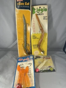 Lot Of 4 Vintage NOS 1960s Fresh Salt Water Fishing Lures Garcia Manns Grub Bass - Picture 1 of 16